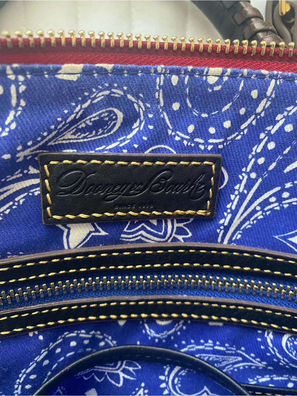 Dooney and Bourke Western Double Horseshoe Black Leather Domed Satchel